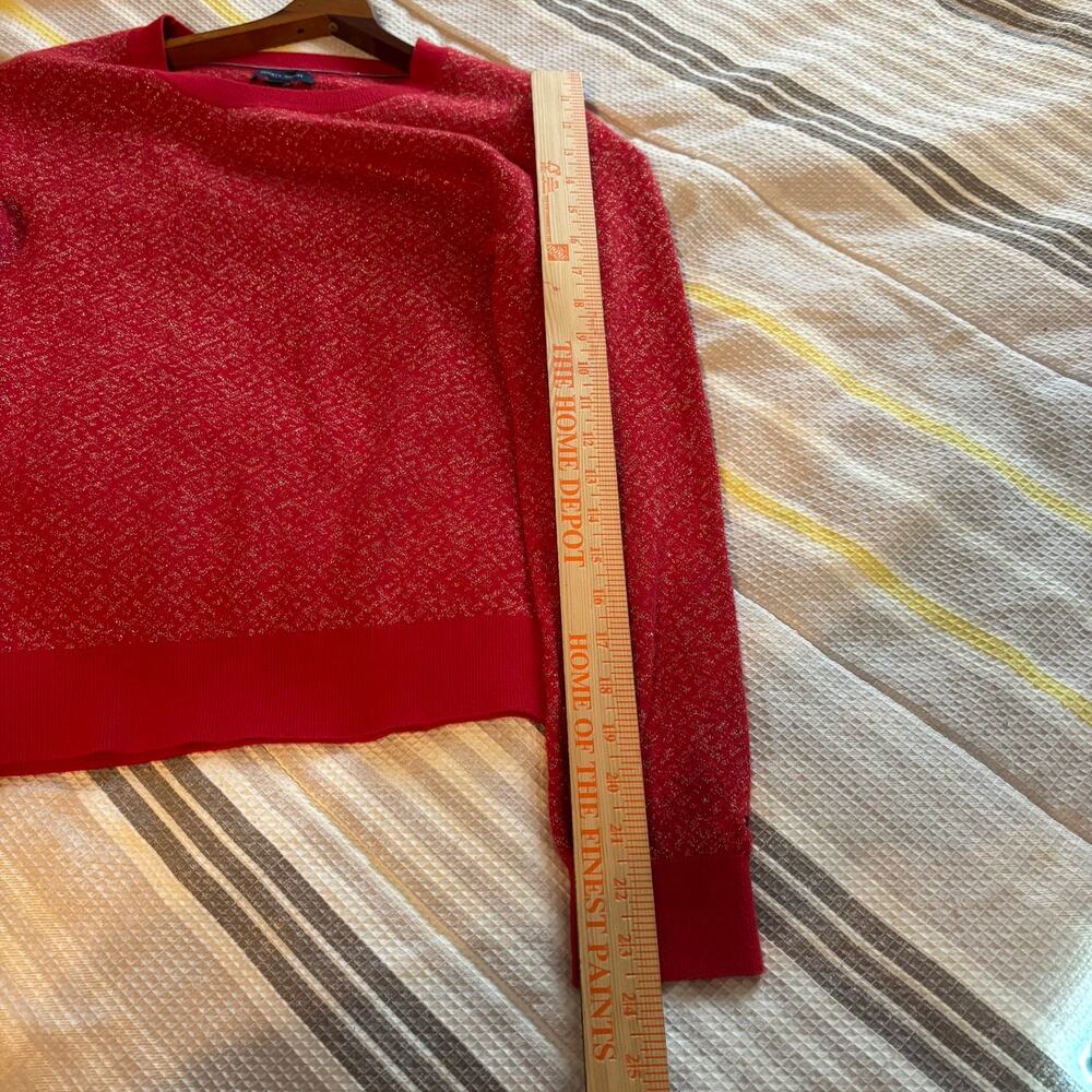 Tommy Hilfiger Women Red & Gold-Toned Embroidered Shimmery Pullover Sweater Sz S - Picture 4 of 7